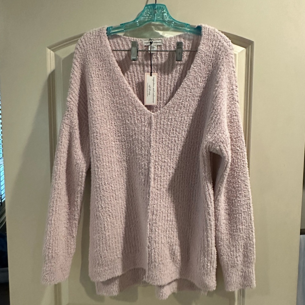 Cupcakes & Cashmere Lilac V-Neck Sweater Cozy Knit